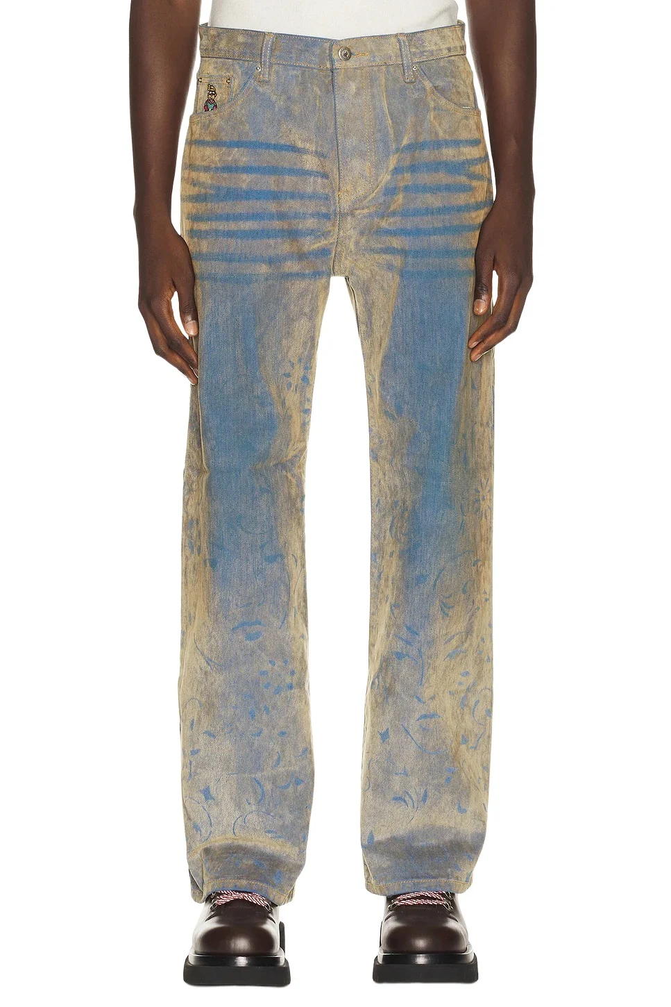 KidSuper Face Floral Flocked Denim Jean