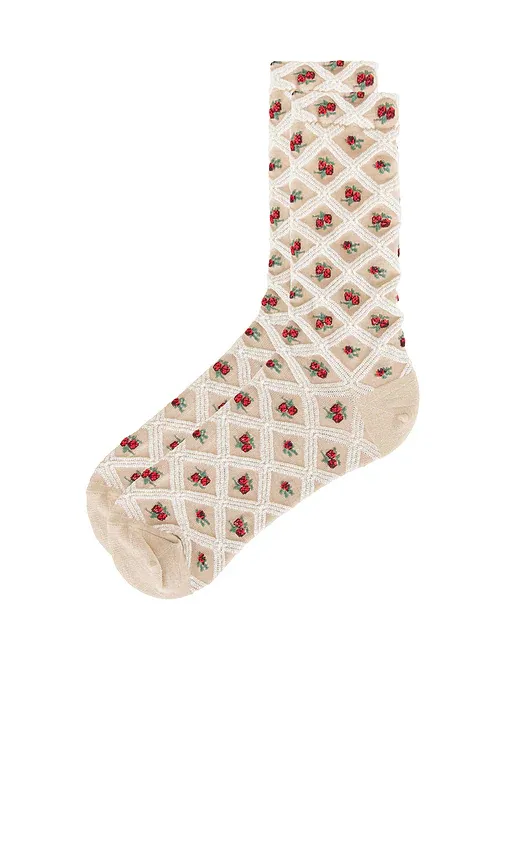 Free People Floral Jaquard Trouser Socks | Thumbnail 2 Free People Floral Jaquard Trouser Socks | Thumbnail 2