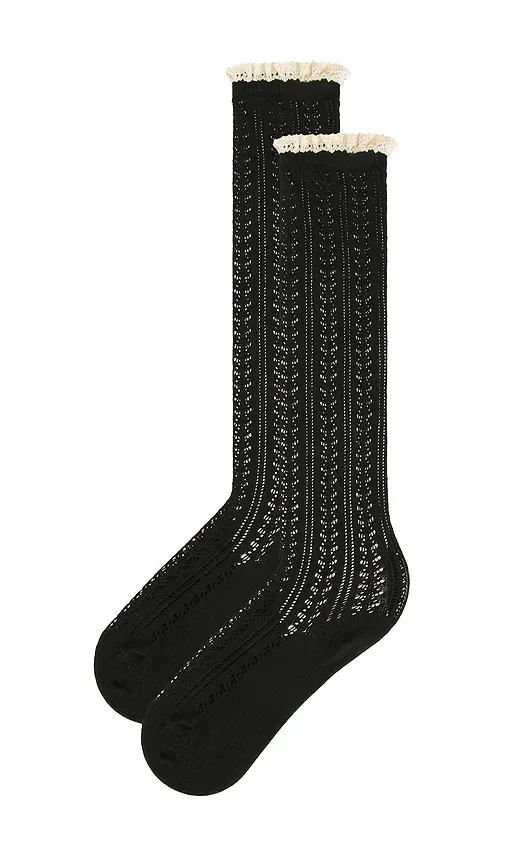 Free People Misty Net Pointelle Tall Socks | Thumbnail 2 Free People Misty Net Pointelle Tall Socks | Thumbnail 2