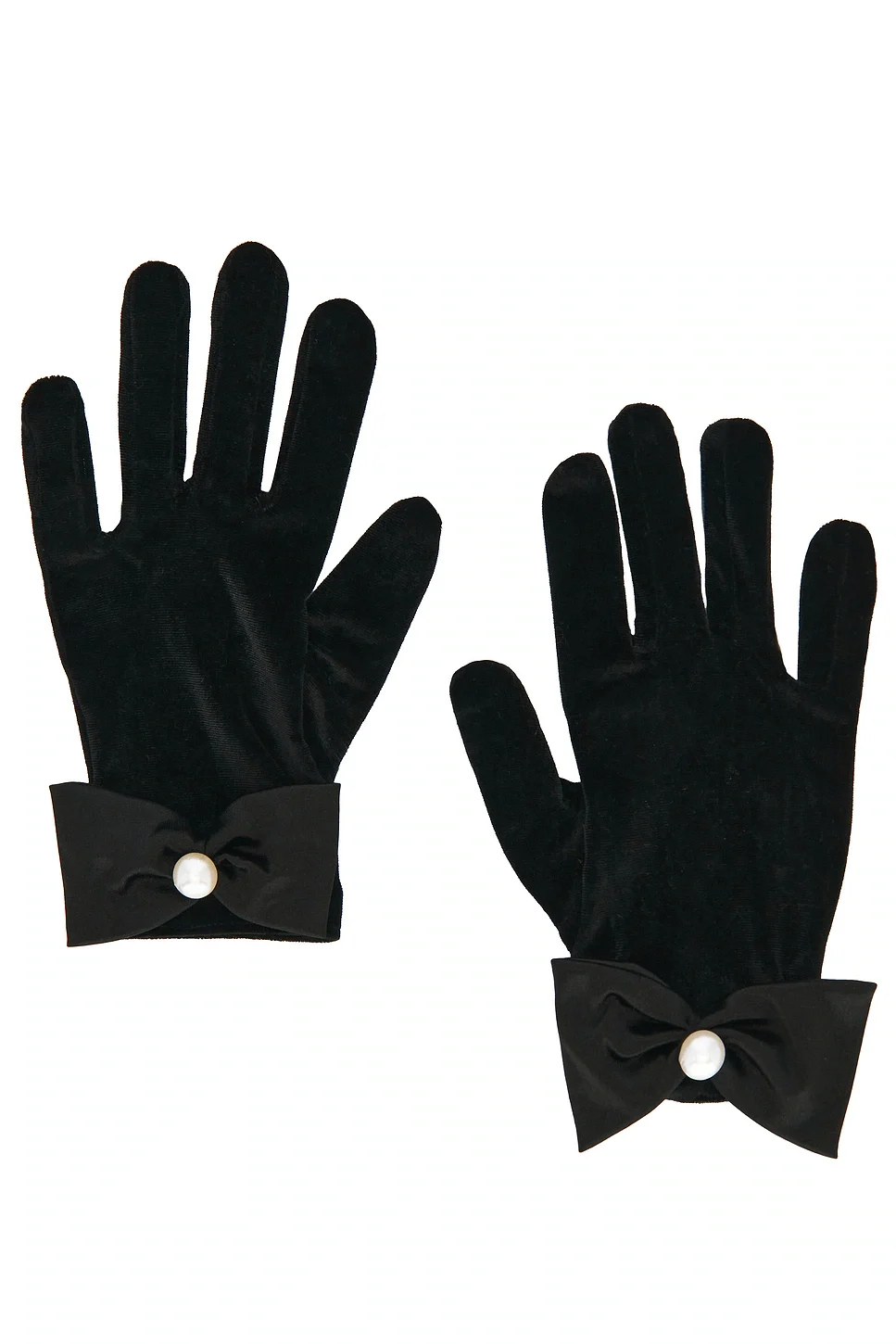 Bronx and Banco Velvet Short Gloves With Bows