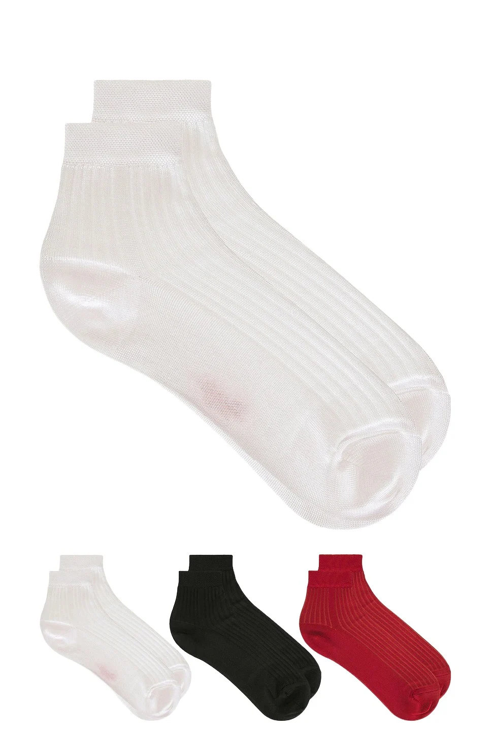 3 Pack Silky Rib Quarter Socks