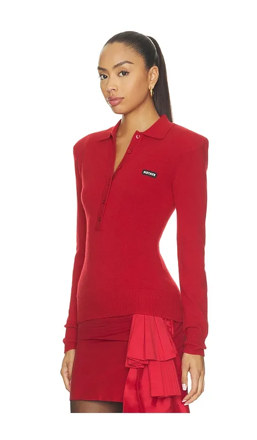 ROTATE Wool Longleeve Polo | Thumbnail 2