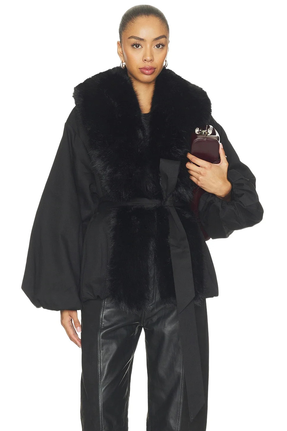ROTATE Faux Fur Collar Jacket