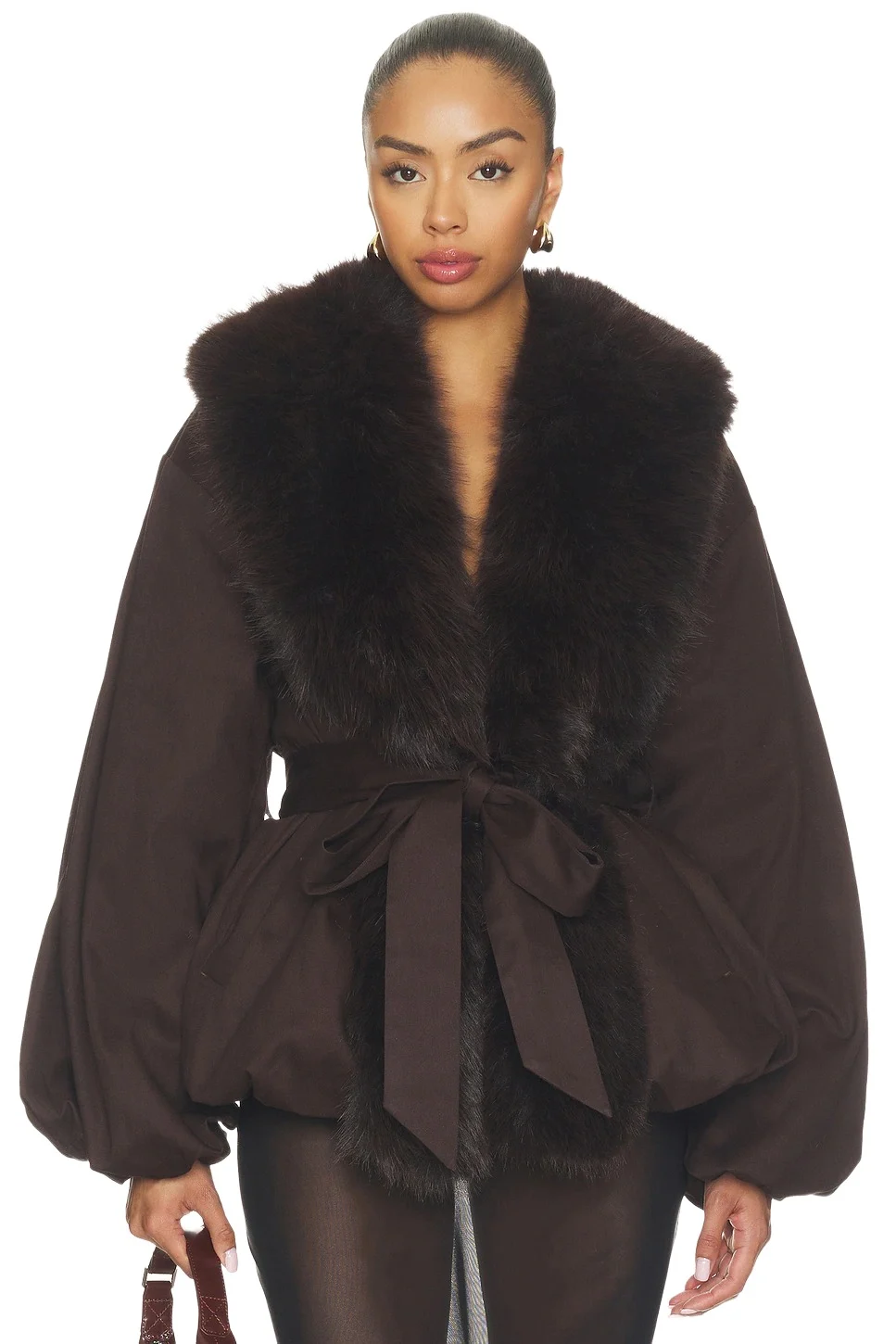 ROTATE Faux Fur Collar Jacket
