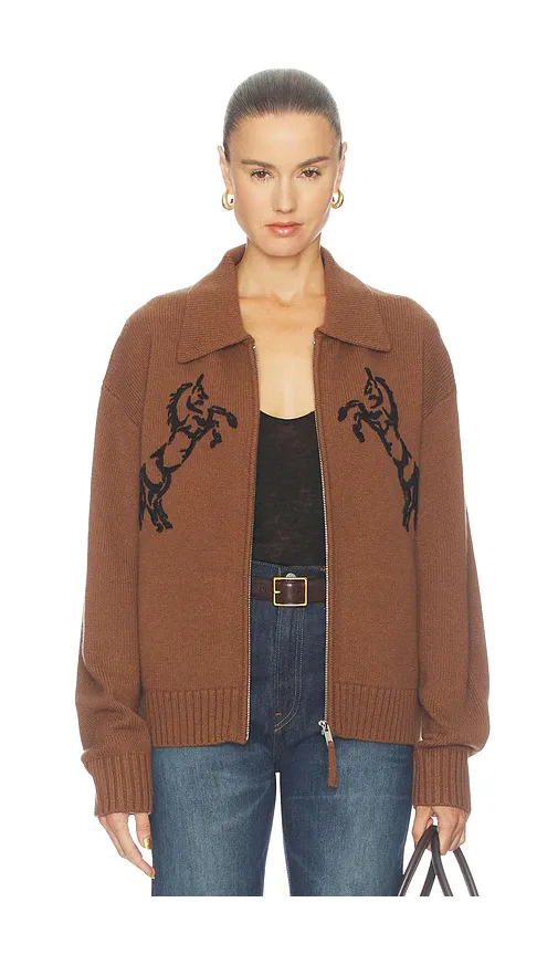 White + Warren Cashmere Blend Embroidered Horse Bomber | Thumbnail 2 White + Warren Cashmere Blend Embroidered Horse Bomber | Thumbnail 2