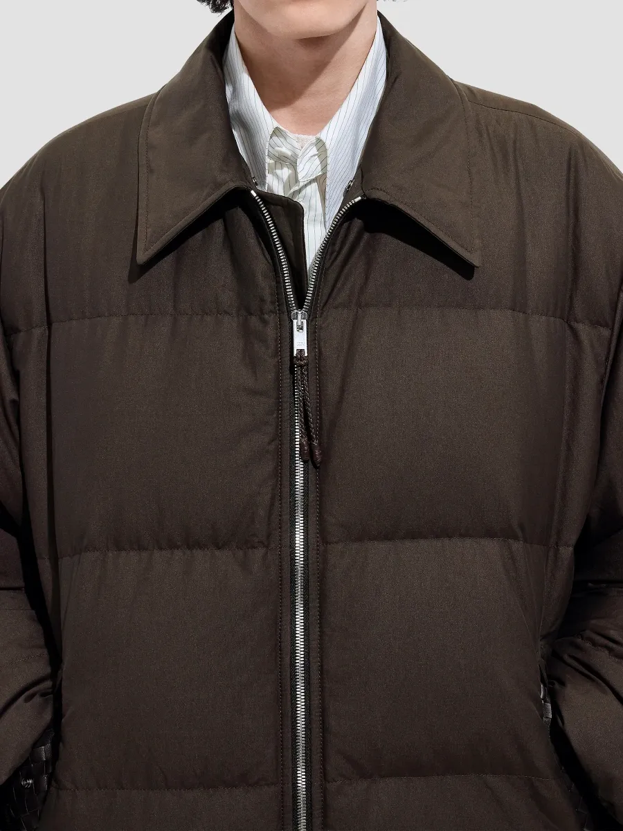 Bottega Veneta Men's Inrecciato-Collar Cotton-Blend Twill Blouson Puffer Coat | Thumbnail 4 Bottega Veneta Men's Inrecciato-Collar Cotton-Blend Twill Blouson Puffer Coat | Thumbnail 4