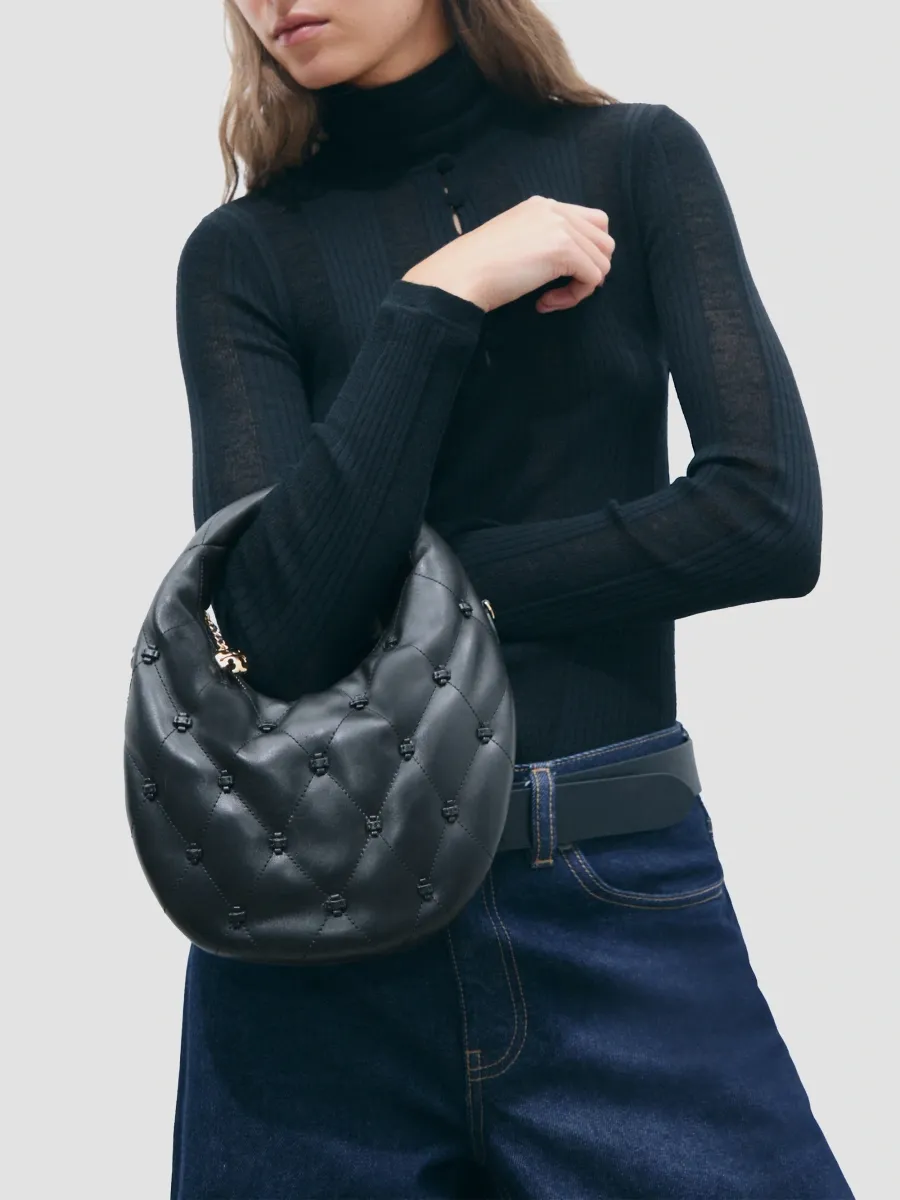 Tory Burch Women's Bunny Knot Quilted Leather Crescent Top Handle Bag | Thumbnail 2 Tory Burch Women's Bunny Knot Quilted Leather Crescent Top Handle Bag | Thumbnail 2