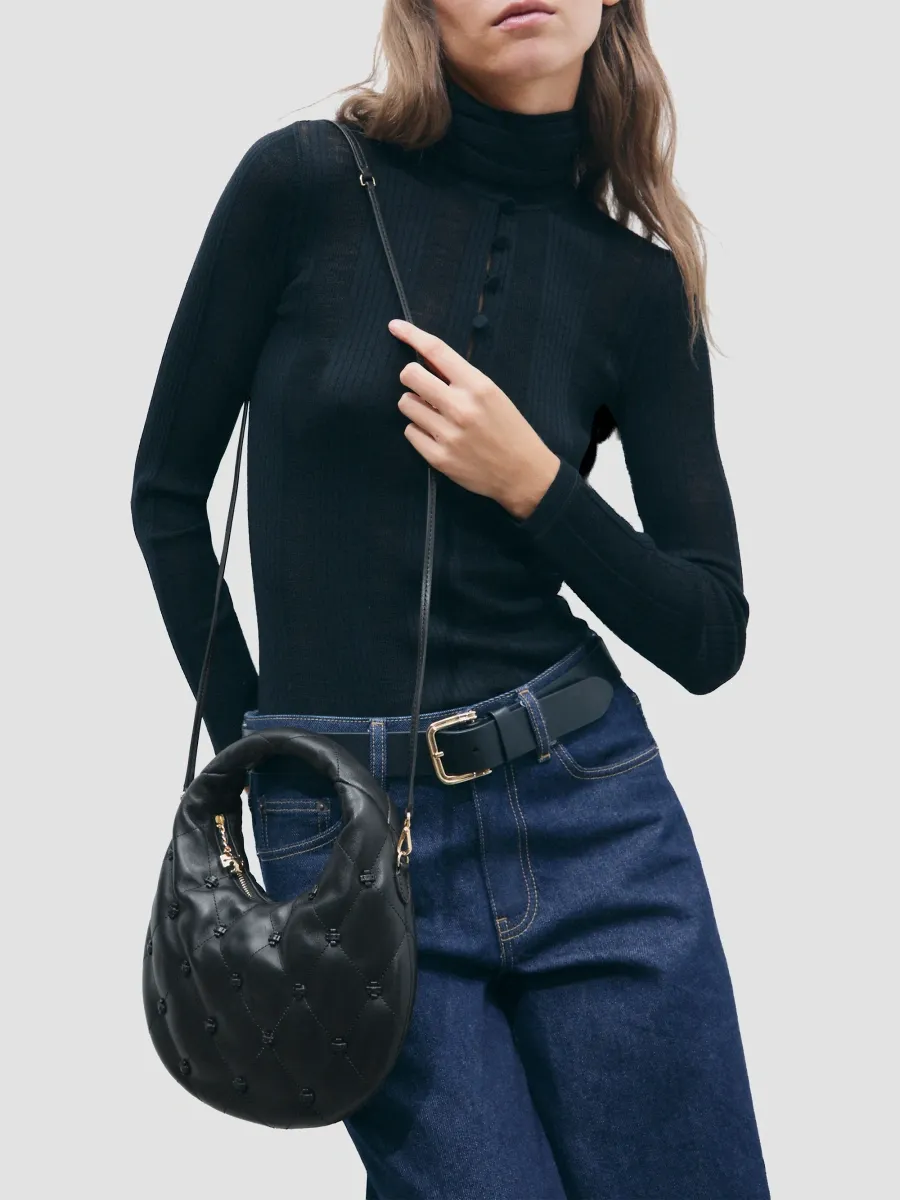 Tory Burch Women's Bunny Knot Quilted Leather Crescent Top Handle Bag | Thumbnail 3 Tory Burch Women's Bunny Knot Quilted Leather Crescent Top Handle Bag | Thumbnail 3