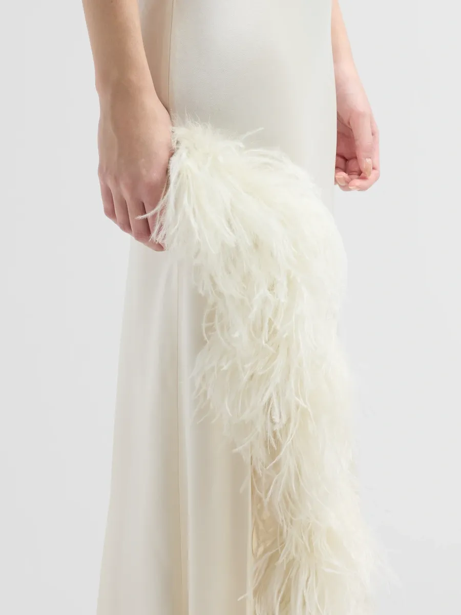 Lapointe Women's Satin Feather-Trimmed Slip Gown | Thumbnail 5 Lapointe Women's Satin Feather-Trimmed Slip Gown | Thumbnail 5