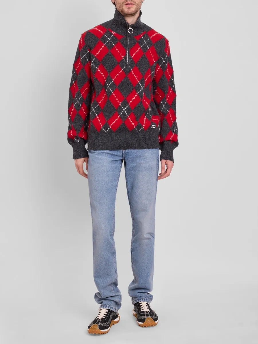AMI PARIS Men's Argyle Shetland Wool Sweater | Thumbnail 2