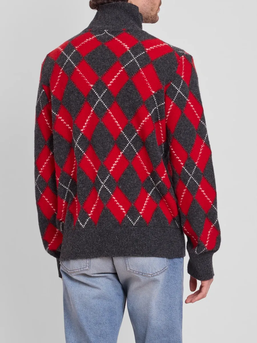 AMI PARIS Men's Argyle Shetland Wool Sweater | Thumbnail 3