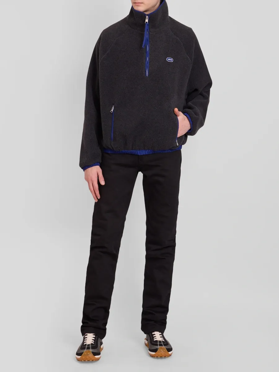 AMI PARIS Men's Half-Zip Fleece Pullover | Thumbnail 2 AMI PARIS Men's Half-Zip Fleece Pullover | Thumbnail 2