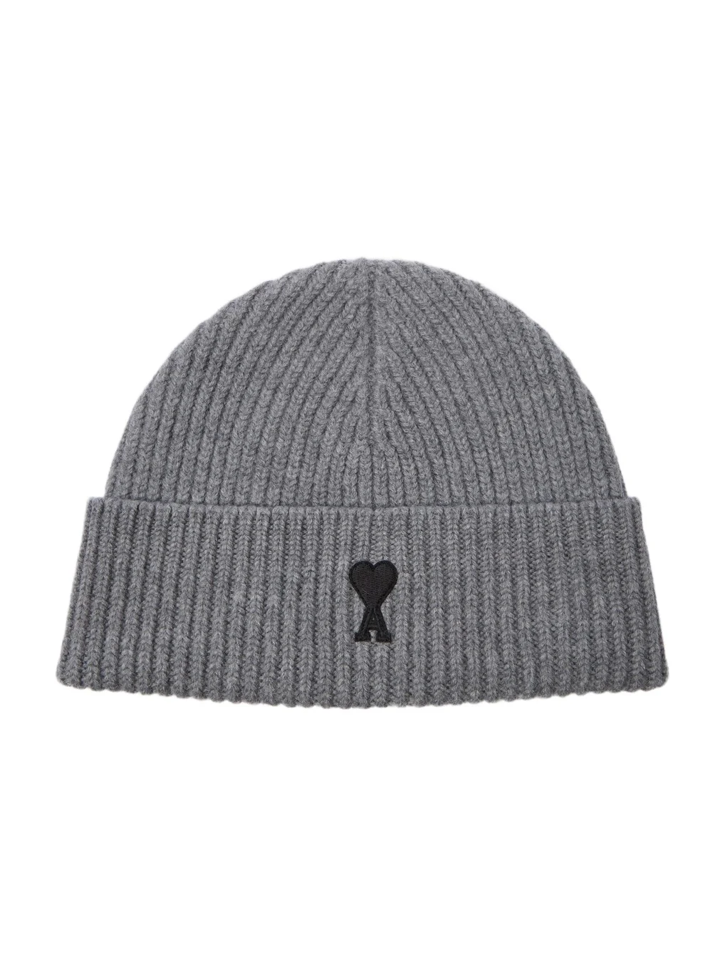 AMI PARIS Men's Logo Rib-Knit Wool Beanie Hat