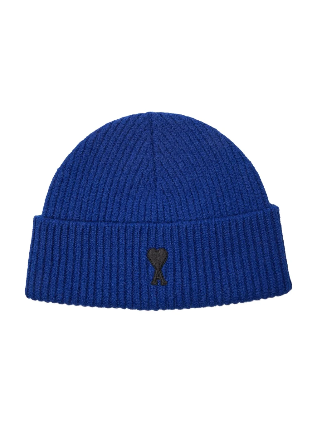 AMI PARIS Men's Logo Rib-Knit Wool Beanie Hat