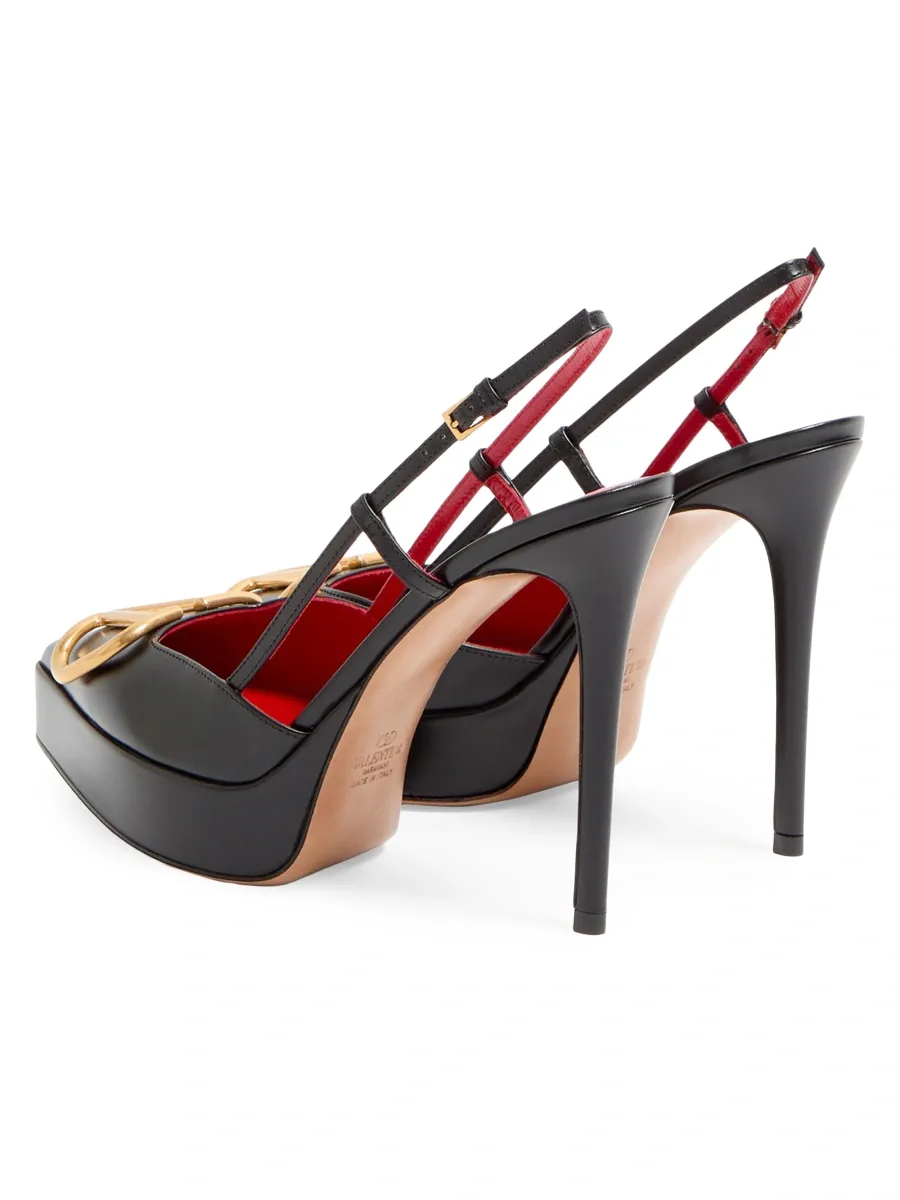 Valentino Women's VLogo Signature Calfskin Slingback Platform Pumps 120MM | Thumbnail 6 Valentino Women's VLogo Signature Calfskin Slingback Platform Pumps 120MM | Thumbnail 6
