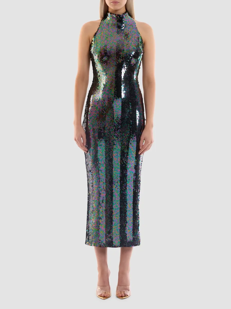 Zhivago Women's Mirage Sequined Halter Midi Dress | Thumbnail 2 Zhivago Women's Mirage Sequined Halter Midi Dress | Thumbnail 2