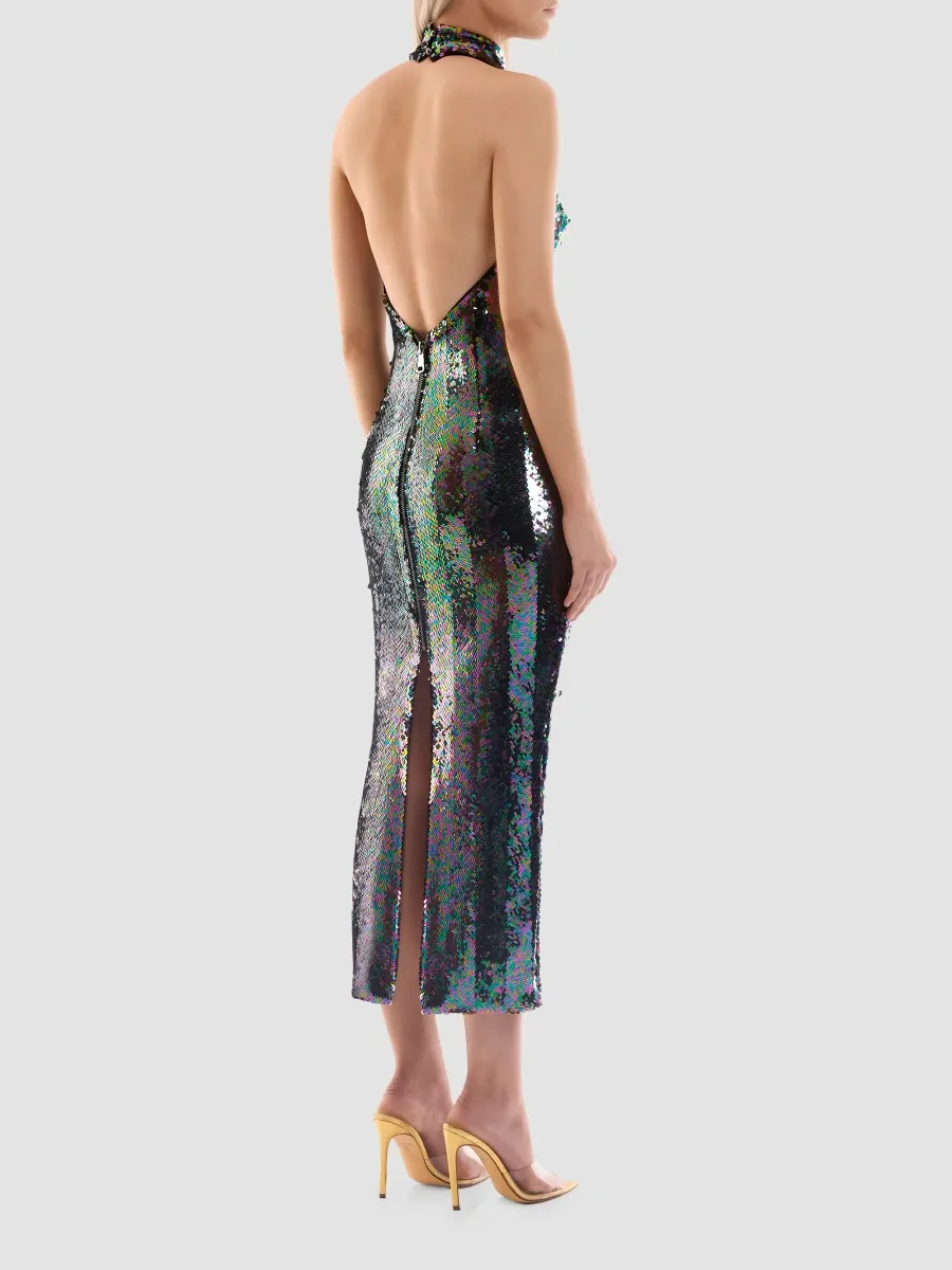 Zhivago Women's Mirage Sequined Halter Midi Dress | Thumbnail 3 Zhivago Women's Mirage Sequined Halter Midi Dress | Thumbnail 3