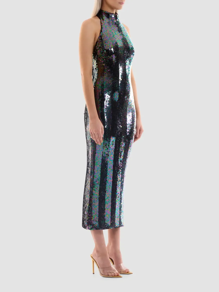 Zhivago Women's Mirage Sequined Halter Midi Dress | Thumbnail 4 Zhivago Women's Mirage Sequined Halter Midi Dress | Thumbnail 4