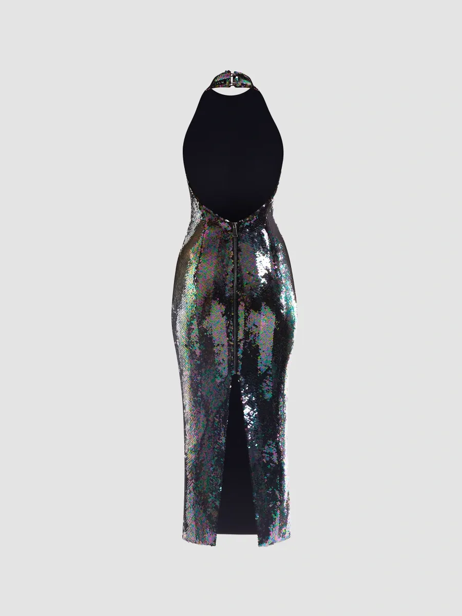 Zhivago Women's Mirage Sequined Halter Midi Dress | Thumbnail 5 Zhivago Women's Mirage Sequined Halter Midi Dress | Thumbnail 5