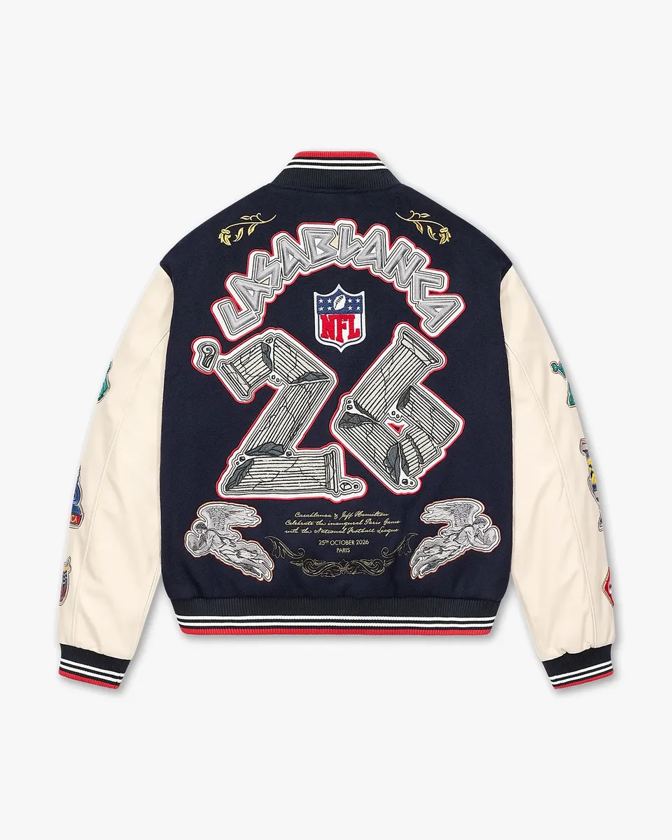 Casablanca NFL Paris Game Leather Varsity Jacket | Thumbnail 2 Casablanca NFL Paris Game Leather Varsity Jacket | Thumbnail 2