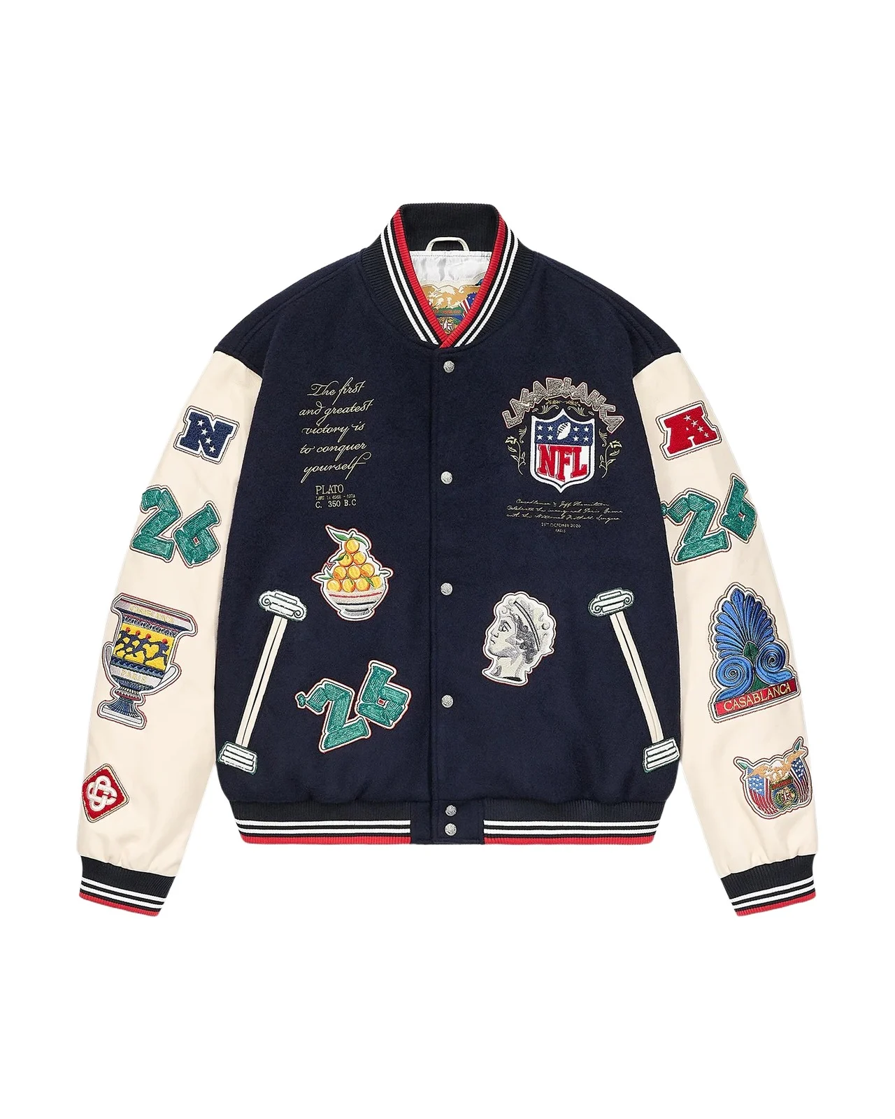 Casablanca NFL Paris Game Leather Varsity Jacket