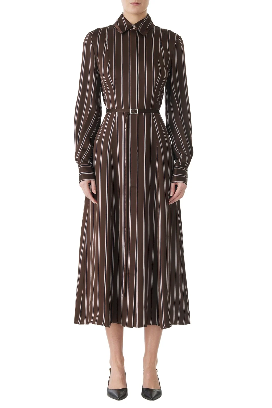 Jason Wu Collection STRIPED LONG SLEEVE MIDI SHIRTDRESS