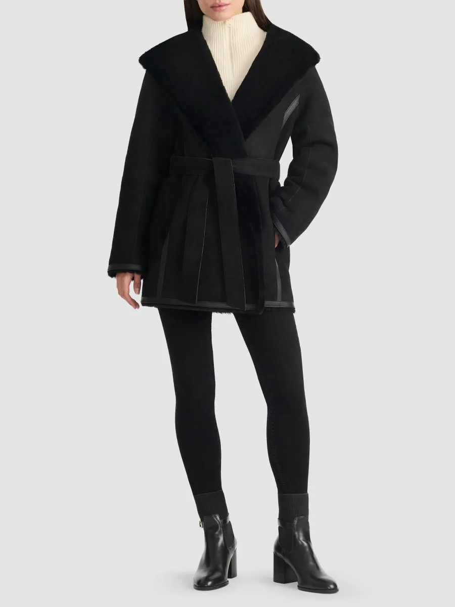 Mackage Women's Valencia Leather & Suede Reversible Wrap Coat | Thumbnail 2 Mackage Women's Valencia Leather & Suede Reversible Wrap Coat | Thumbnail 2