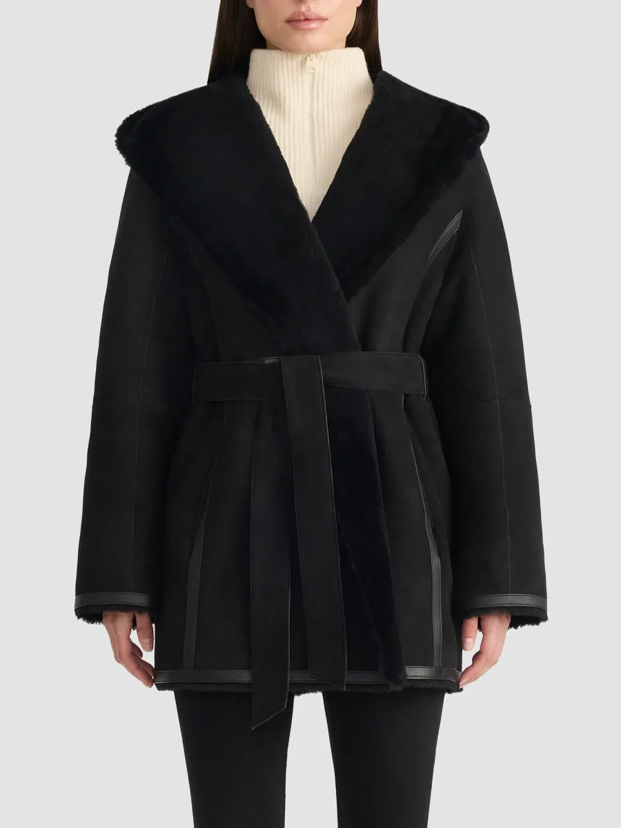 Mackage Women's Valencia Leather & Suede Reversible Wrap Coat | Thumbnail 4 Mackage Women's Valencia Leather & Suede Reversible Wrap Coat | Thumbnail 4