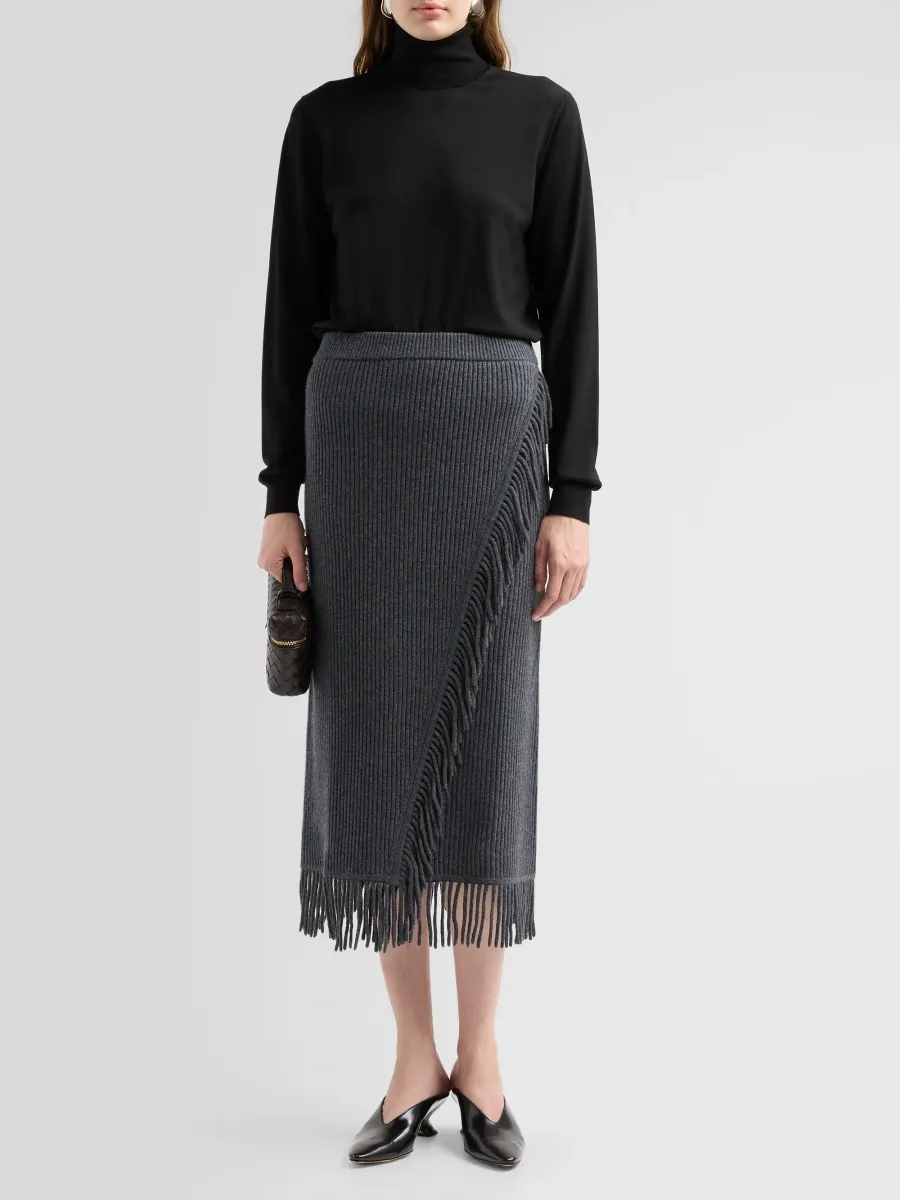Simkhai Women's Casey Wool-Cashmere Wool Midi Skirt | Thumbnail 2 Simkhai Women's Casey Wool-Cashmere Wool Midi Skirt | Thumbnail 2