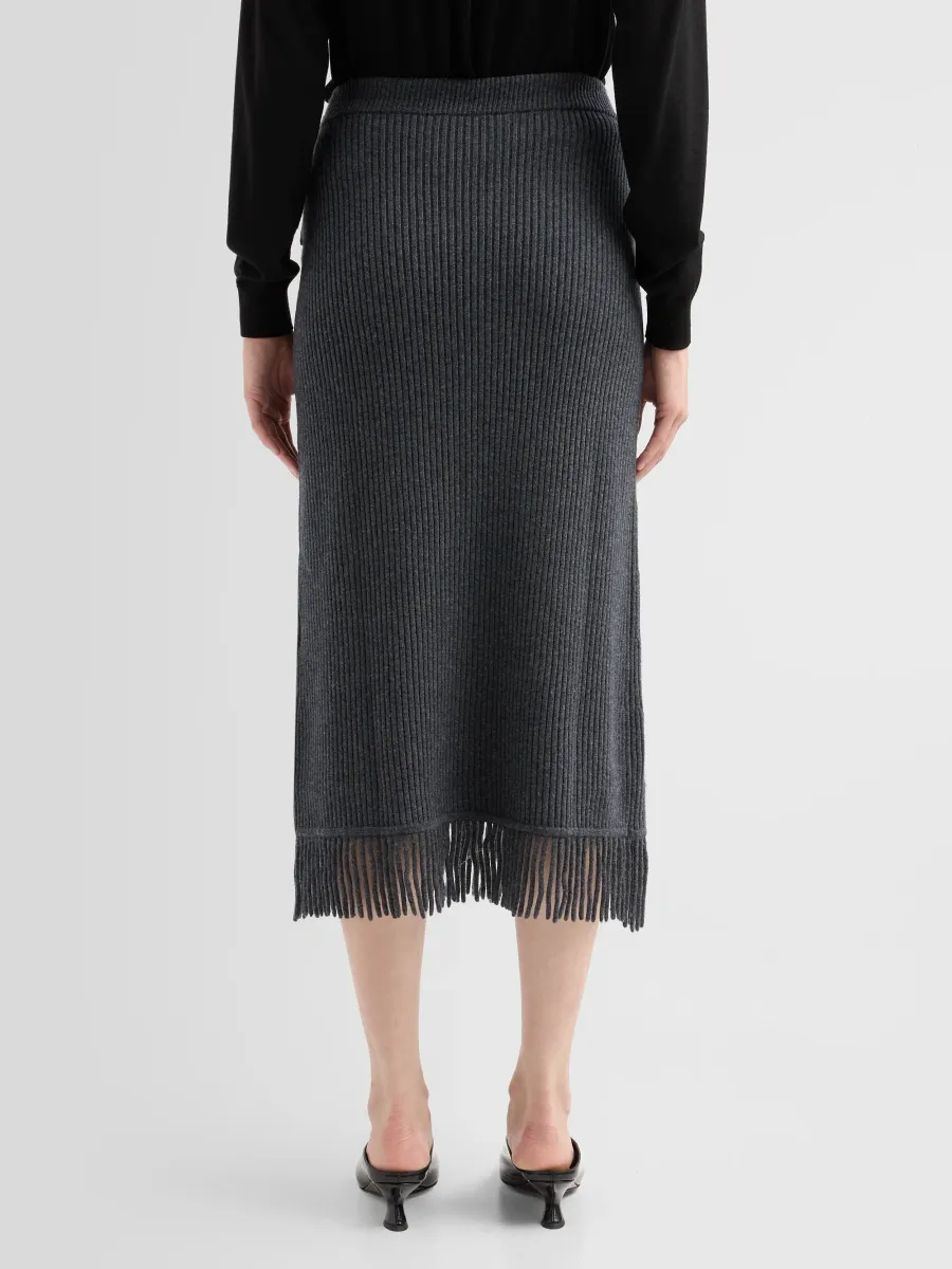 Simkhai Women's Casey Wool-Cashmere Wool Midi Skirt | Thumbnail 3 Simkhai Women's Casey Wool-Cashmere Wool Midi Skirt | Thumbnail 3