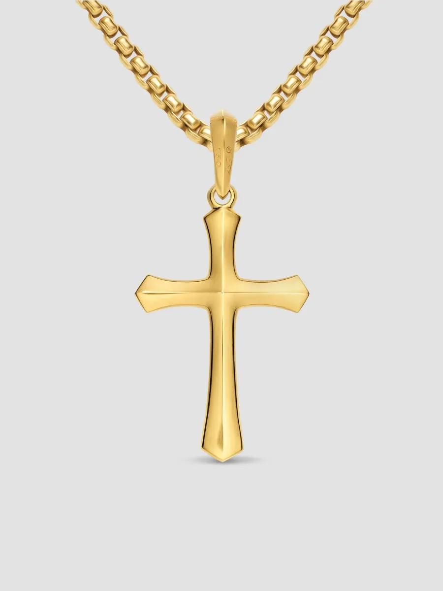 David Yurman Men's Knife Edge Cross Amulet in 18K Yellow Gold | Thumbnail 3 David Yurman Men's Knife Edge Cross Amulet in 18K Yellow Gold | Thumbnail 3