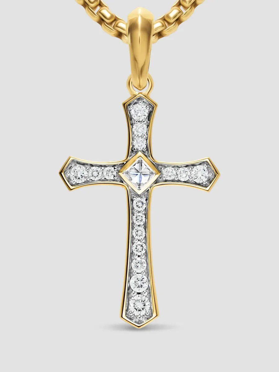 David Yurman Men's Knife Edge Cross Amulet in 18K Yellow Gold | Thumbnail 4 David Yurman Men's Knife Edge Cross Amulet in 18K Yellow Gold | Thumbnail 4