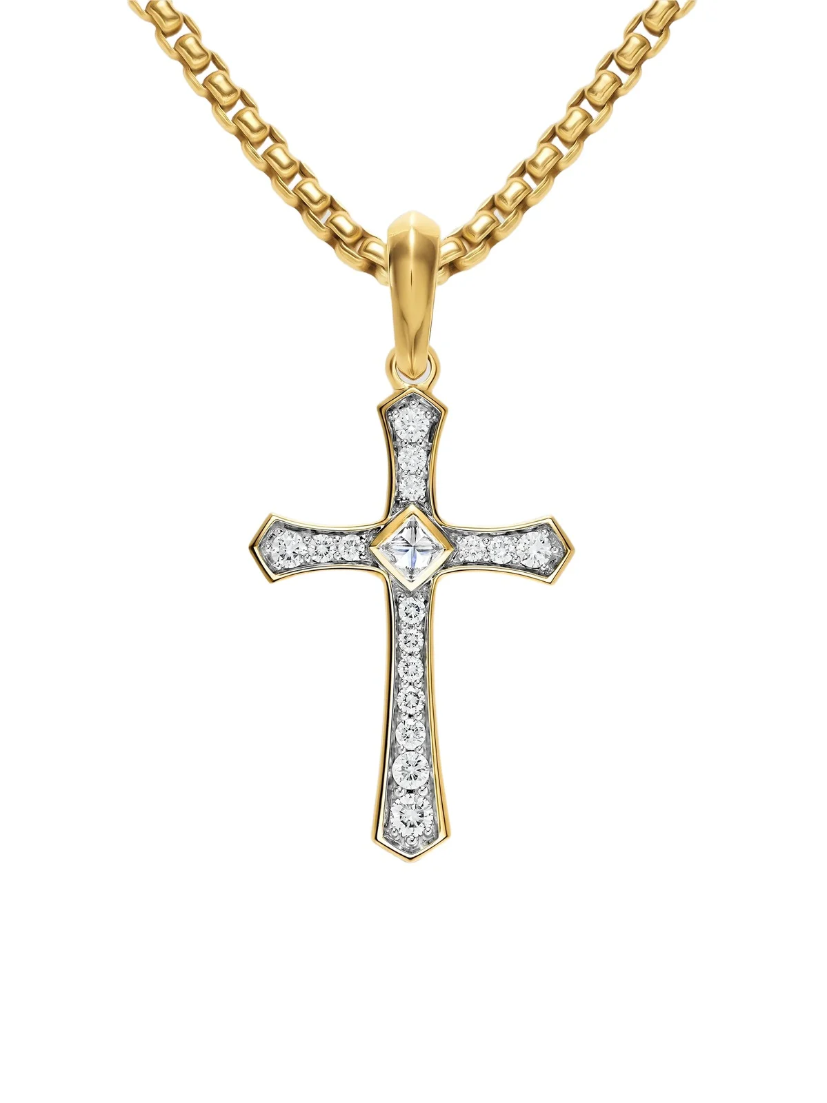 David Yurman Men's Knife Edge Cross Amulet in 18K Yellow Gold