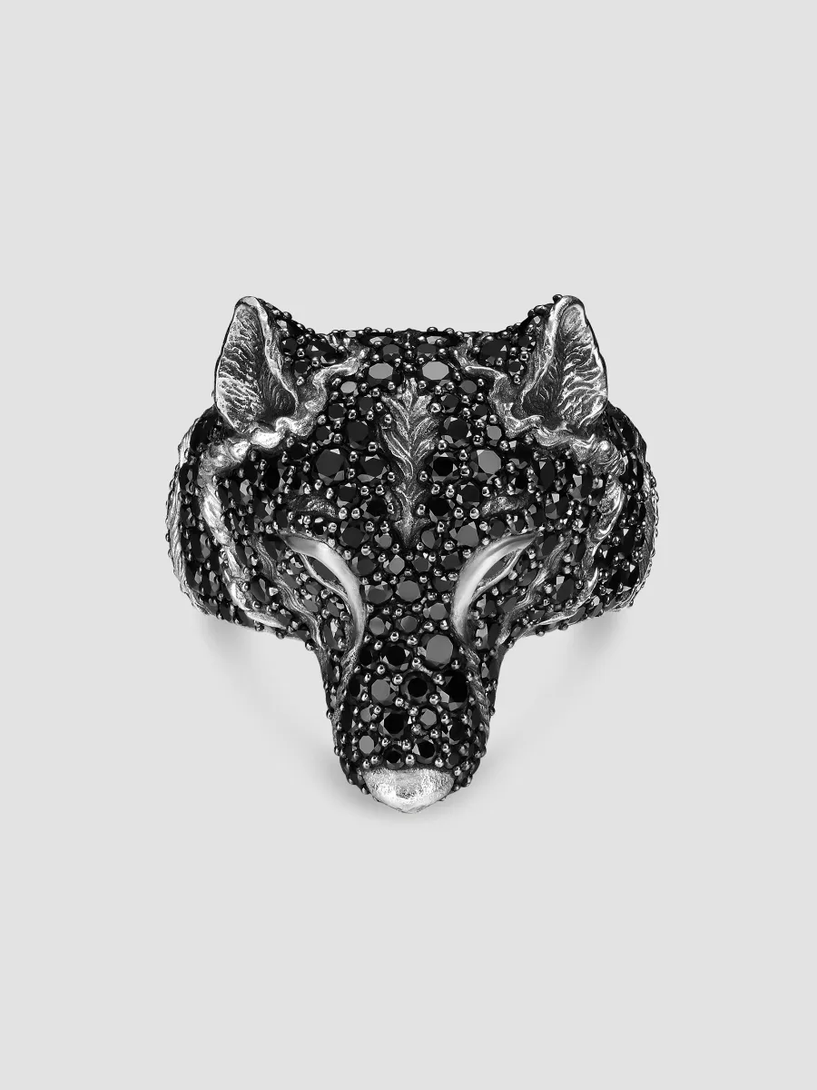 David Yurman Men's Petrvs Wolf Signet Ring in Sterling Silver - Black Diamond | Thumbnail 3 David Yurman Men's Petrvs Wolf Signet Ring in Sterling Silver - Black Diamond | Thumbnail 3