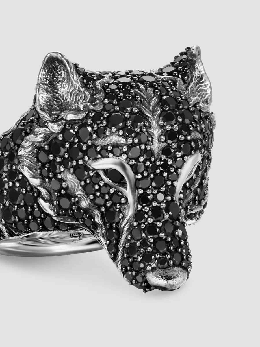 David Yurman Men's Petrvs Wolf Signet Ring in Sterling Silver - Black Diamond | Thumbnail 4 David Yurman Men's Petrvs Wolf Signet Ring in Sterling Silver - Black Diamond | Thumbnail 4