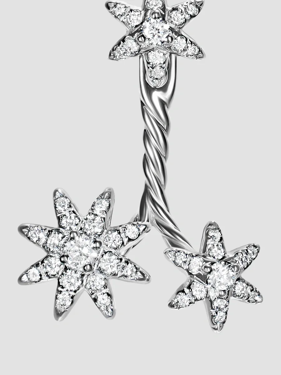 David Yurman Women's Petite Starburst Cluster Drop Earrings in Sterling Silver with Diamonds, 18.8MM - Silver | Thumbnail 3