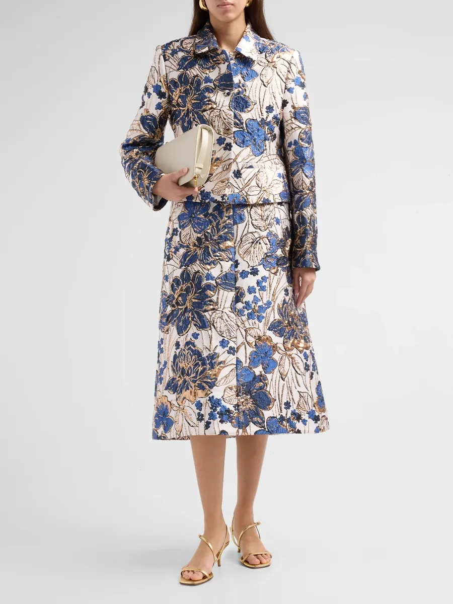 Simkhai Women's Skye Floral Brocade Midi Skirt | Thumbnail 2 Simkhai Women's Skye Floral Brocade Midi Skirt | Thumbnail 2