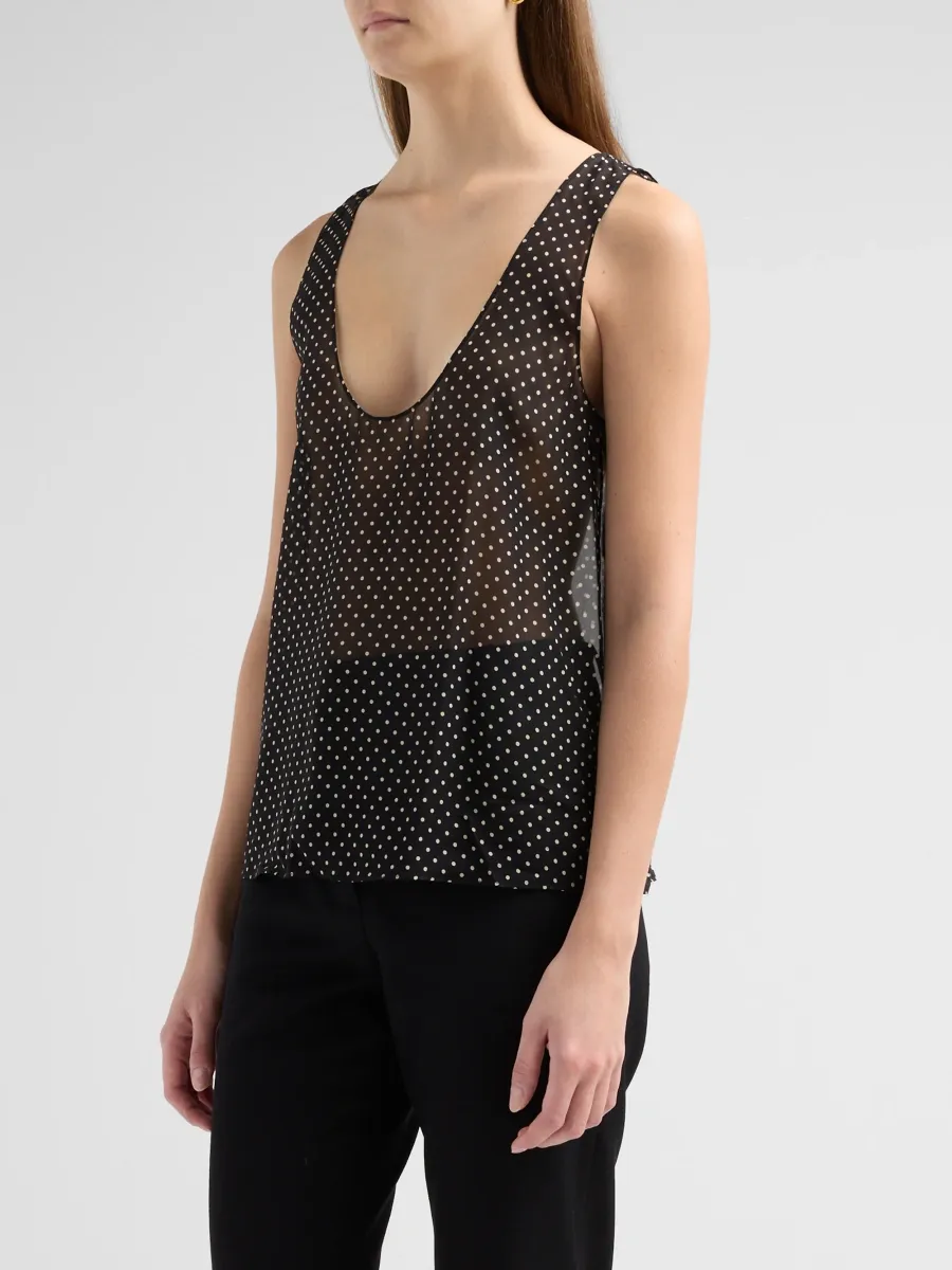 Nili Lotan Women's Jin Polka Dot Semi-Sheer Silk Tank | Thumbnail 4