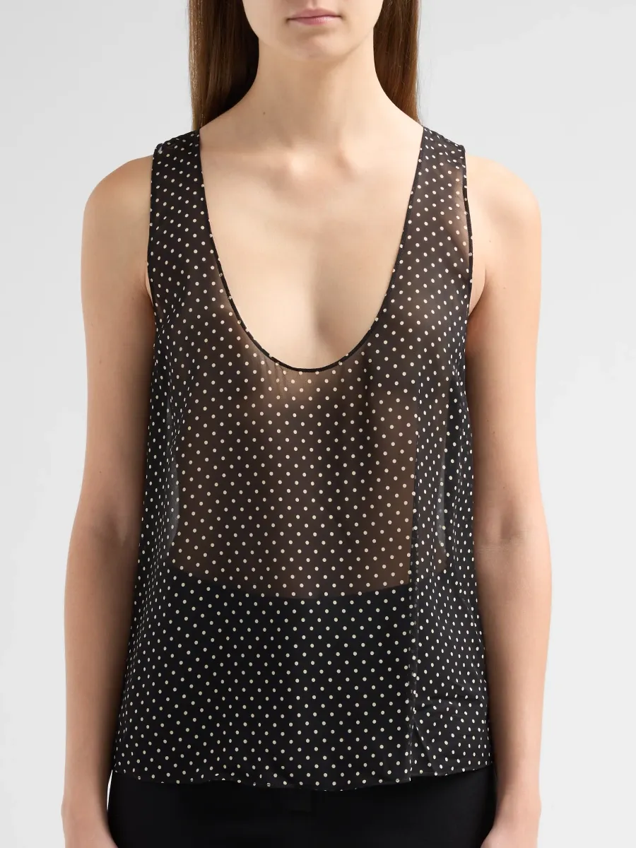 Nili Lotan Women's Jin Polka Dot Semi-Sheer Silk Tank | Thumbnail 5