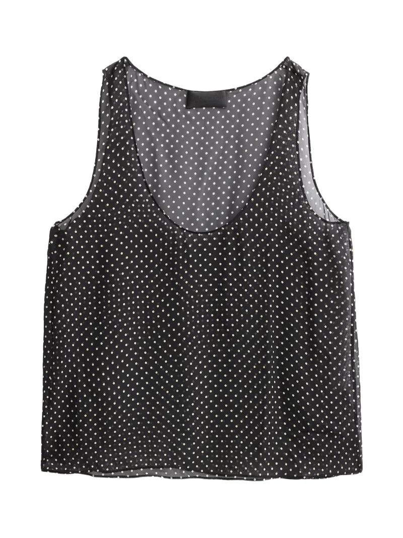 Nili Lotan Women's Jin Polka Dot Semi-Sheer Silk Tank