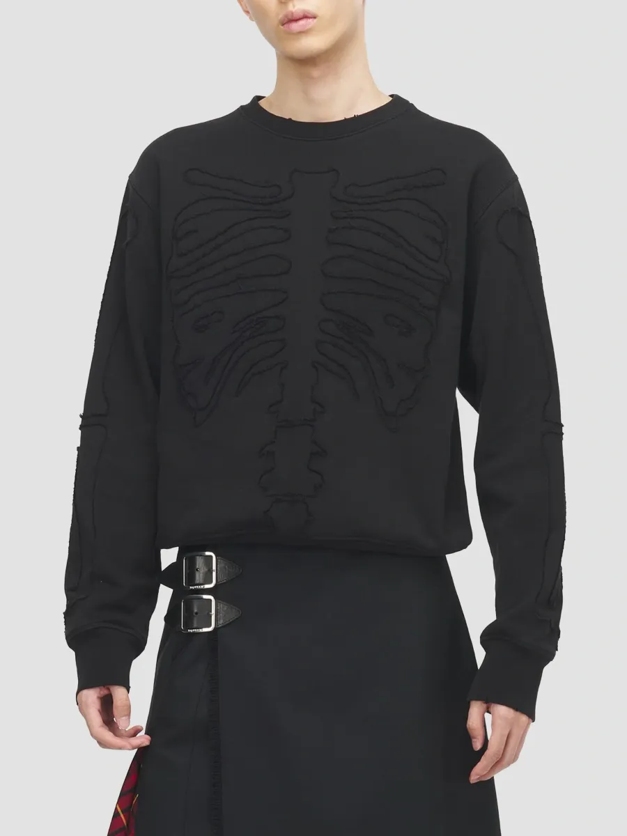Alexander McQueen Men's Ribcage Appliqué Cotton Crewneck Sweatshirt | Thumbnail 4