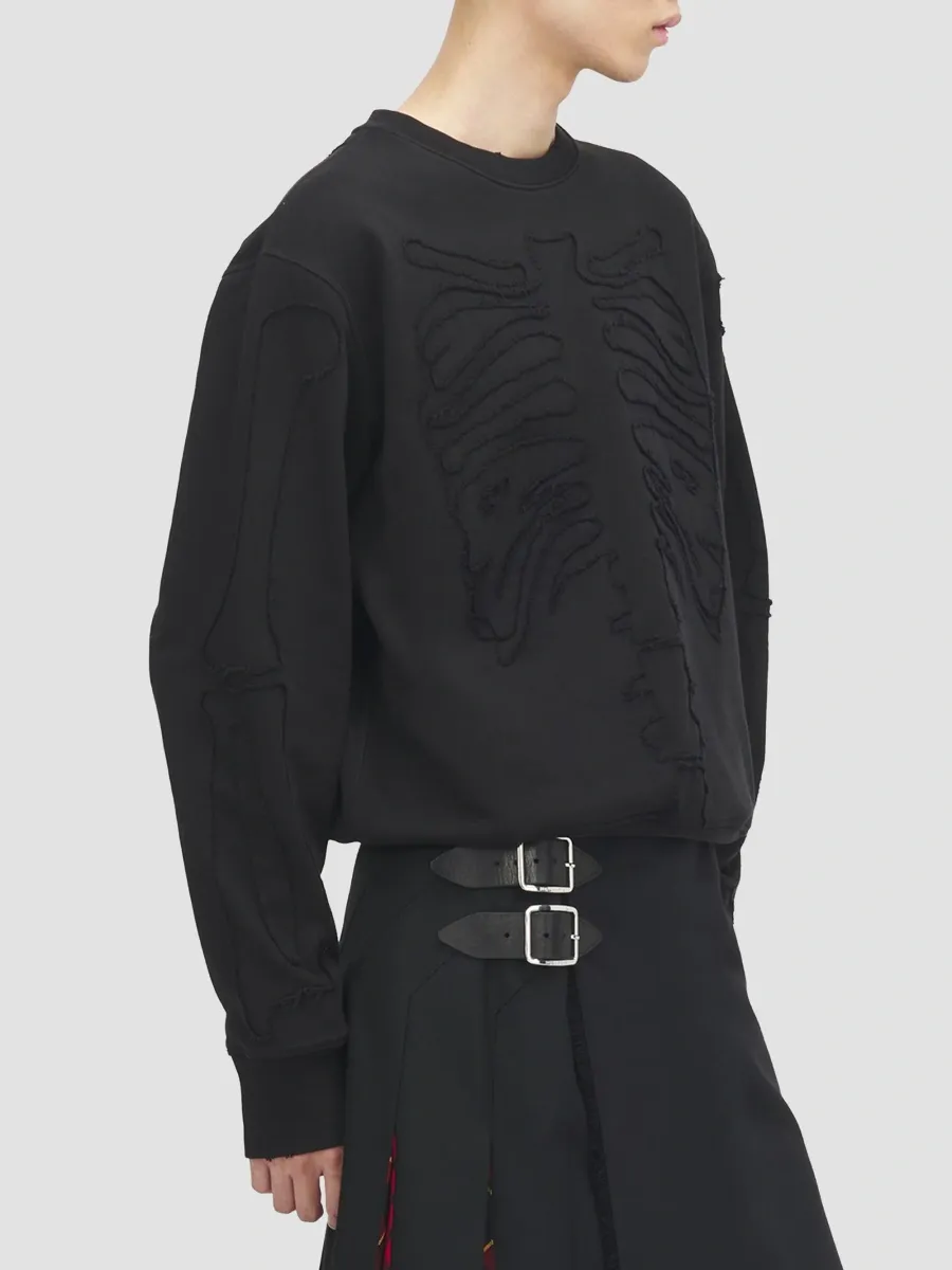 Alexander McQueen Men's Ribcage Appliqué Cotton Crewneck Sweatshirt | Thumbnail 6