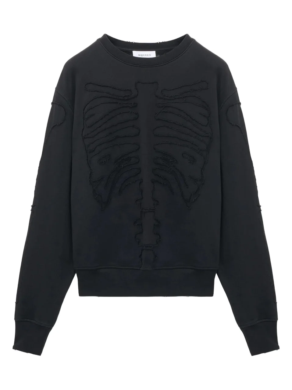 Alexander McQueen Men's Ribcage Appliqué Cotton Crewneck Sweatshirt