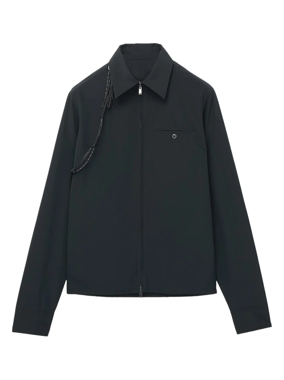 Men's Braided Cotton-Blend Zip-Up Jacket
