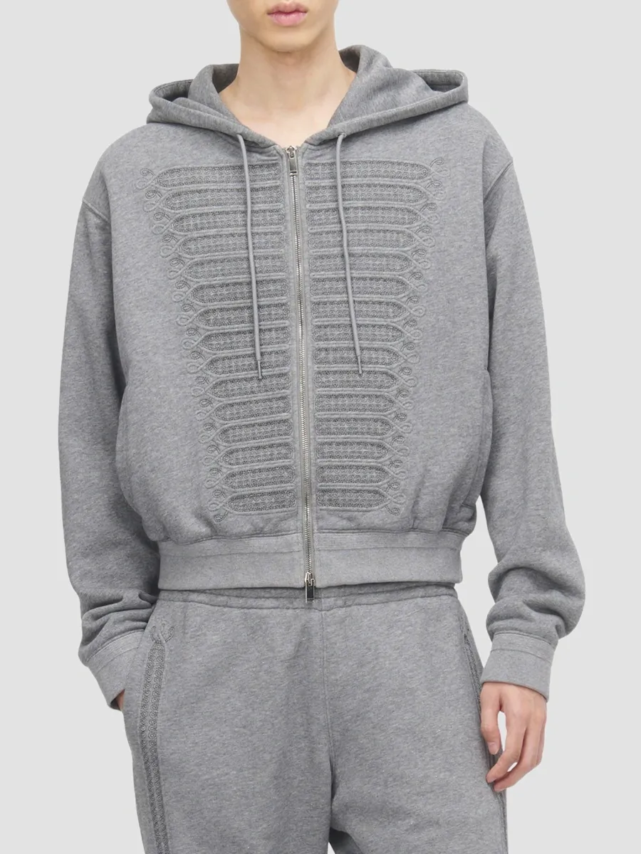 Alexander McQueen Men's Ceremonial Embroidered Cotton Zip-Up Hoodie | Thumbnail 4