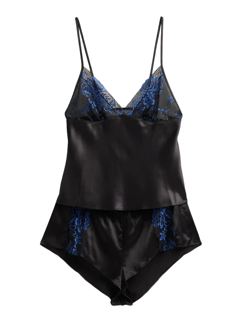 In Bloom Women's Oakley Lace-Trimmed Cami & Shorts Set - Black