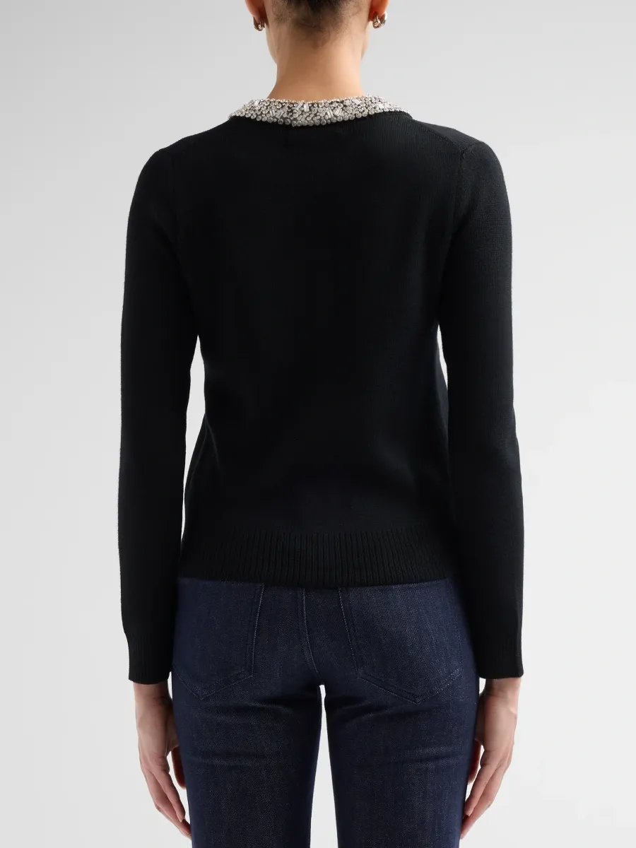 Veronica Beard Women's Daro Embellished-Collar Wool Cardigan | Thumbnail 3 Veronica Beard Women's Daro Embellished-Collar Wool Cardigan | Thumbnail 3