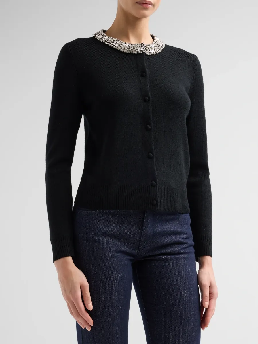 Veronica Beard Women's Daro Embellished-Collar Wool Cardigan | Thumbnail 4 Veronica Beard Women's Daro Embellished-Collar Wool Cardigan | Thumbnail 4
