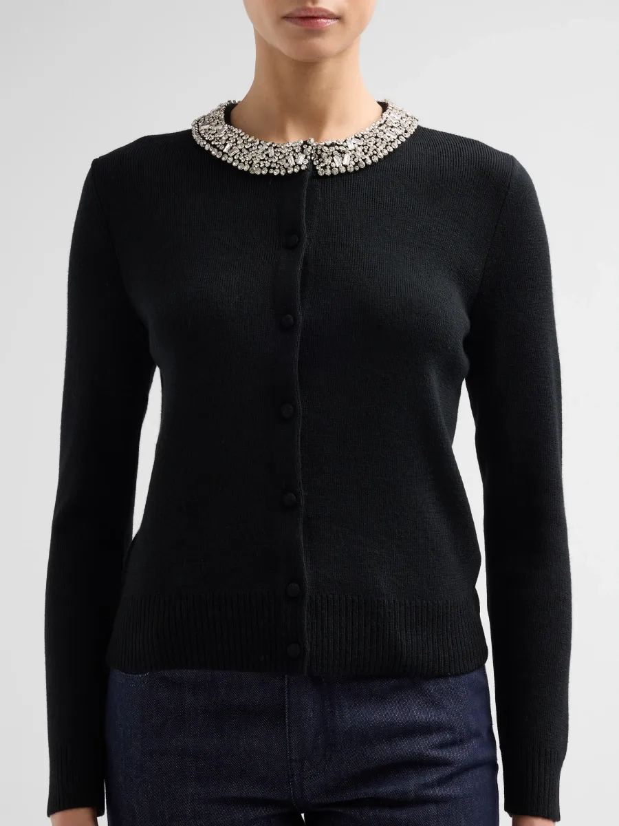 Veronica Beard Women's Daro Embellished-Collar Wool Cardigan | Thumbnail 5 Veronica Beard Women's Daro Embellished-Collar Wool Cardigan | Thumbnail 5