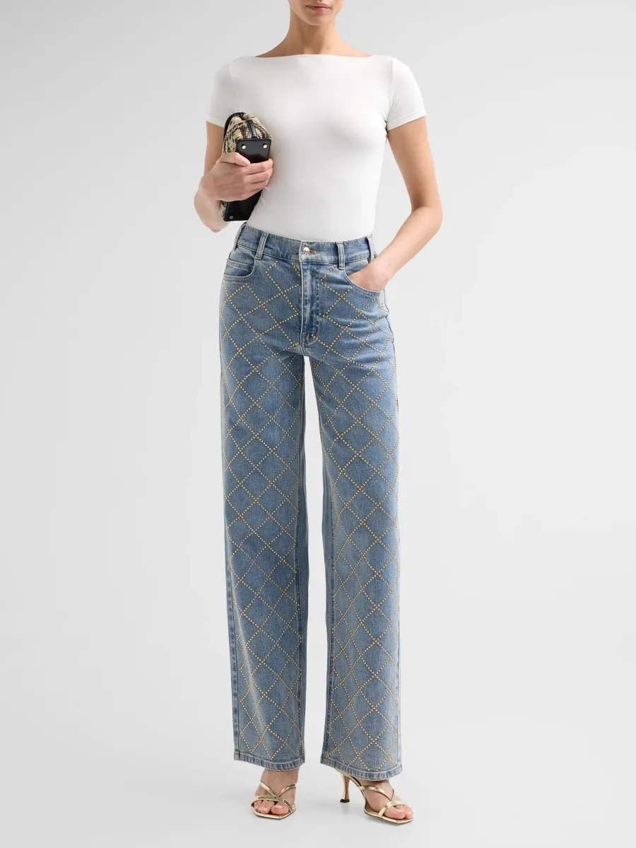 Generation Love Women's Staria Studded Plaid Jeans | Thumbnail 2 Generation Love Women's Staria Studded Plaid Jeans | Thumbnail 2
